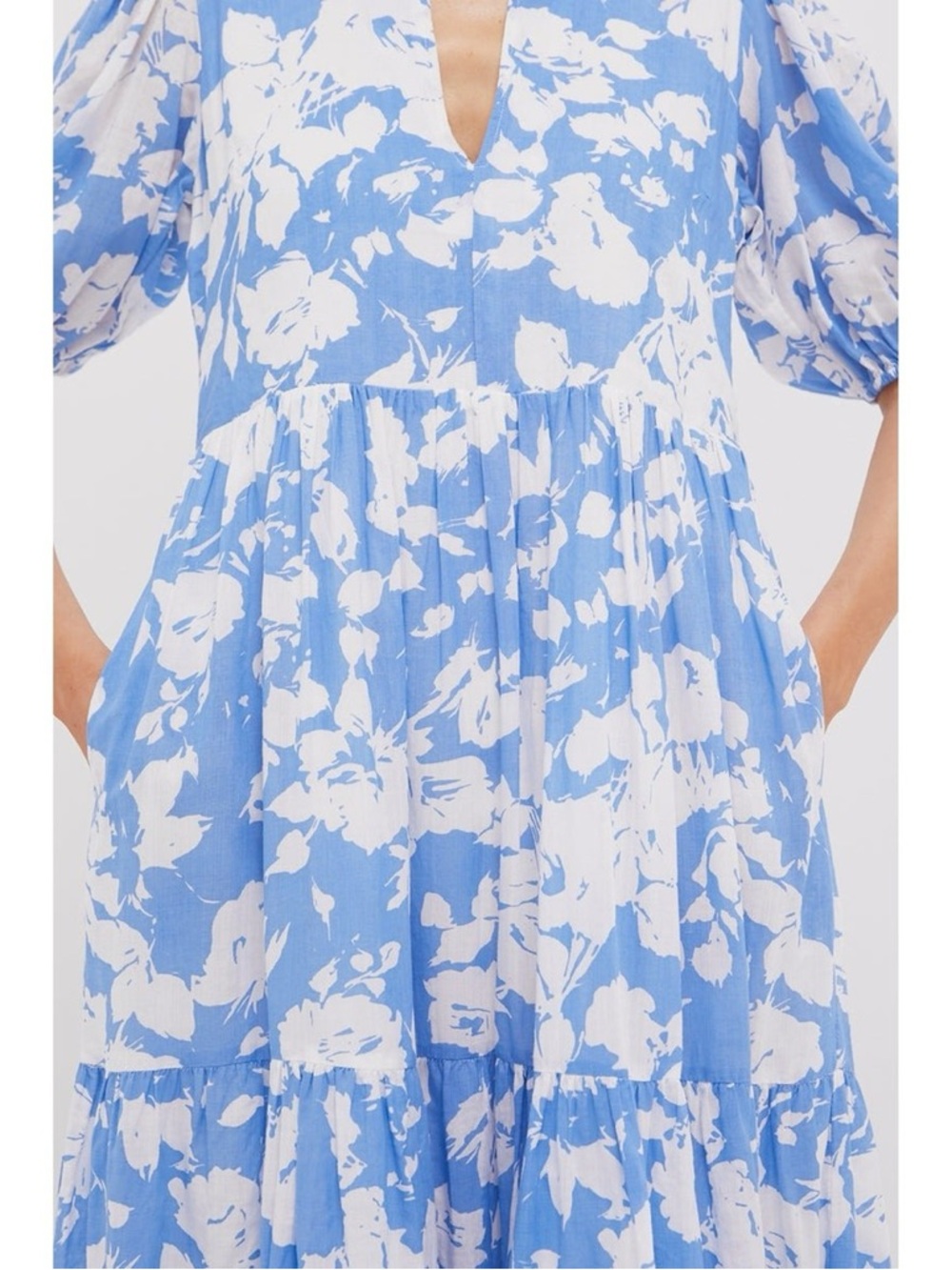 HYACINTH HOUSE Blue and White Floral Cisco Maxi Dress Size XXS - Picture 3 of 12